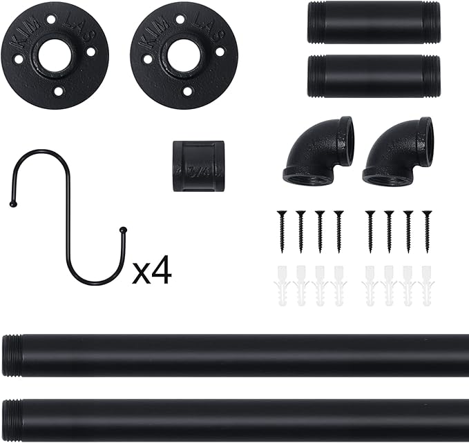 HouseAid 24 Inch Industrial Pipe Towel Bar, Farmhouse Iron Hand Towel Holder, Vintage Style Towel Rod for Bathroom, Wall Mounted, Matte Black (Hook Included)