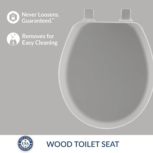 Mayfair Cameron Silver Toilet Seat, Non Slip Heavy Duty Wood, Easy Clean, Made in USA, Round (Pack of 2)