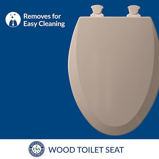 Bemis 1500EC 068 Toilet Seat with Easy Clean & Change Hinges, 2 Pack Elongated, Fawn Beige