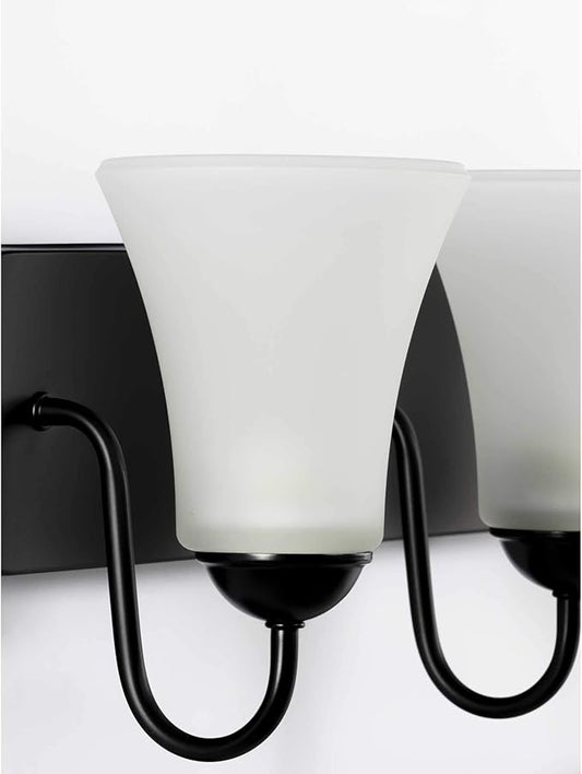 Progress Lighting Classic Collection 4-Light Etched Glass Traditional Bath Vanity Light Matte Black, 7-7/8" x 30"