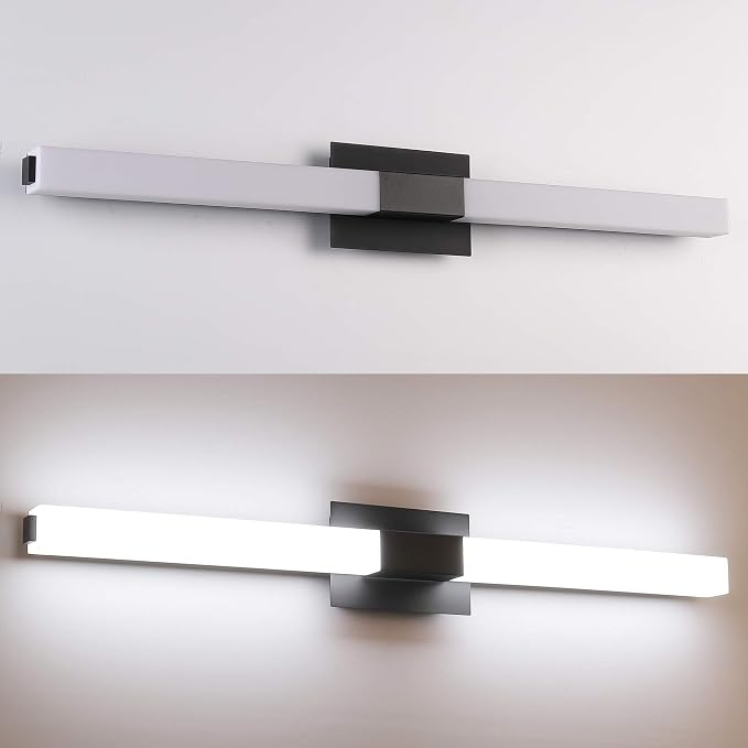 LED Bathroom Light fixtures 39.4in Matte Black Modern Vanity Lighting Acrylic Wall Light Bright Cool White 6000K