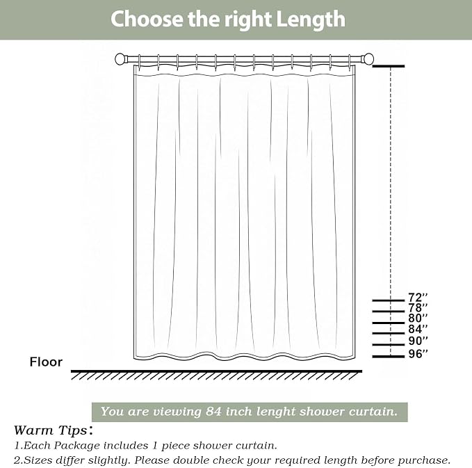 Cream Shower Curtain for Bathroom 84 Inches Eatra Long, Elegant 3D Embossed Textured Cloth Waffle Shower Curtain, Modern Luxury Hotel Style, Water Repellent, Machine Washable, 72X84, Cream