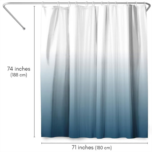 Americanflat 71x74 Light Blue Ombre Shower Curtain - Water-Resistant Long Shower Curtain with Durable Grommets and 12 Hooks - 100% Polyester