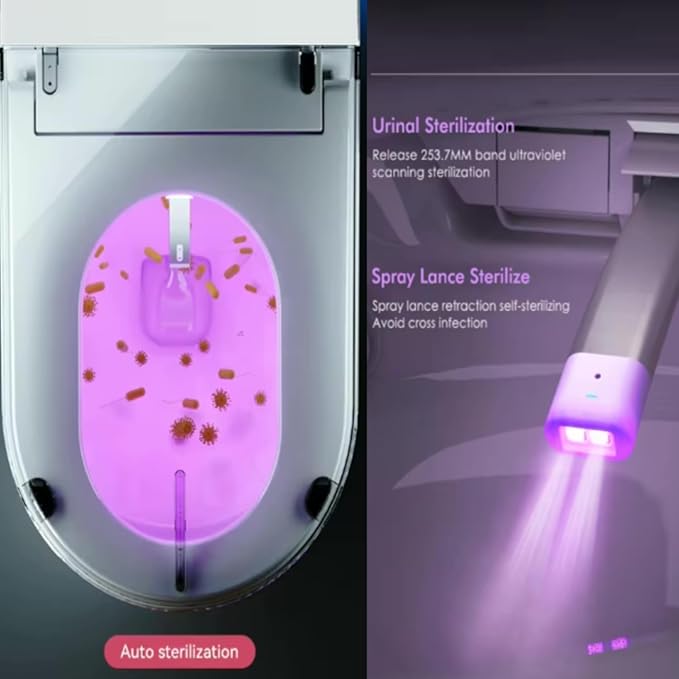 Electric Bidet Smart Toilet, Voice Control, Auto Open/Close Lid & Seat with Radar and Foot Sensor, Auto Flushing, 6 Modes Warm Water Wash, Dryer, Heated Seat, 20-year warranty. (TD-768EV)