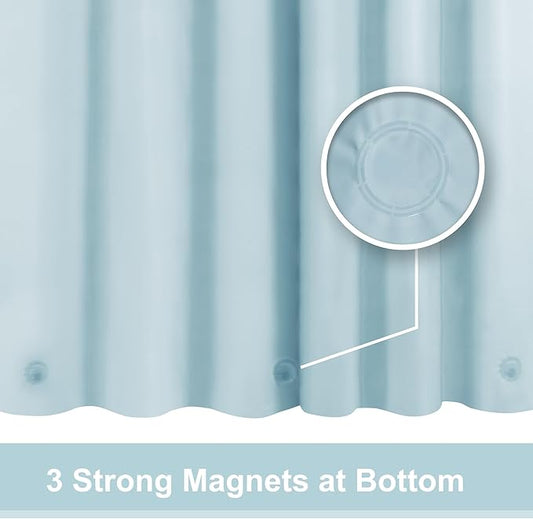 Light Blue Shower Curtain Liner - Premium PEVA Shower Liner for Bathroom, BPA & PVC Free, No Chemical Smell, Lightweight Standard Size Bath Curtain with 3 Magnets, Metal Grommets - Light Blue