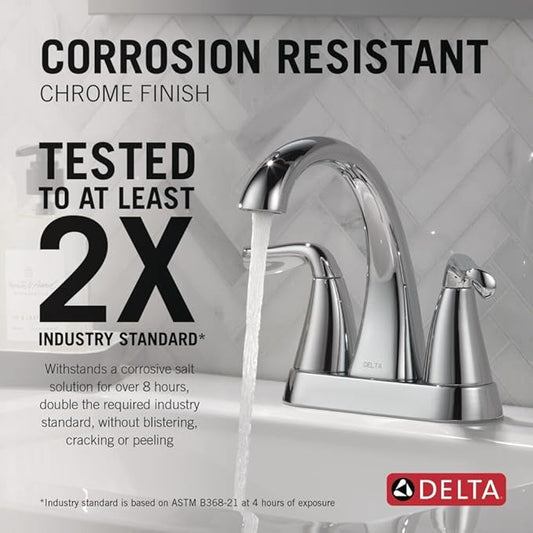 Delta Arvo Centerset Bathroom Faucet, Chrome 2-Handle Bathroom Faucet, Delta Bathroom Sink Faucet, Chrome 3-Hole Bathroom Faucet, Chrome 25840LF