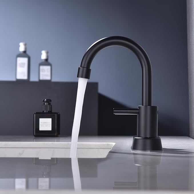 Matte Black Bathroom Faucet 2 or 3 Hole, 2 Handle 4 Inch Centerset Stainless Steel Bathroom Sink Faucet with Pop up Drain and Supply Lines, Black Faucet for Bathroom, Restroom, Vanity, Rv