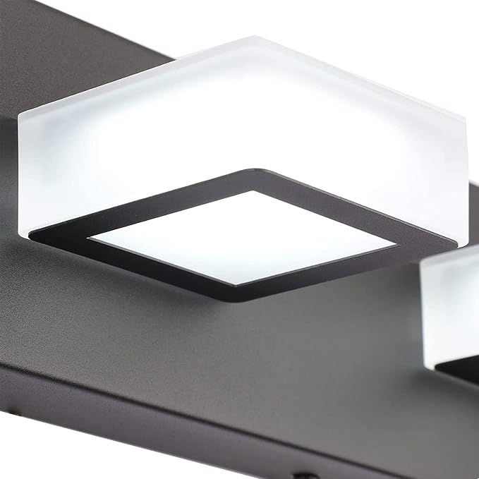 Ralbay 5 Color Temperature Black Vanity Lights for Bathroom Dimmable Acrylic Modern LED Black Bathroom Lighting Fixtures Over Mirror