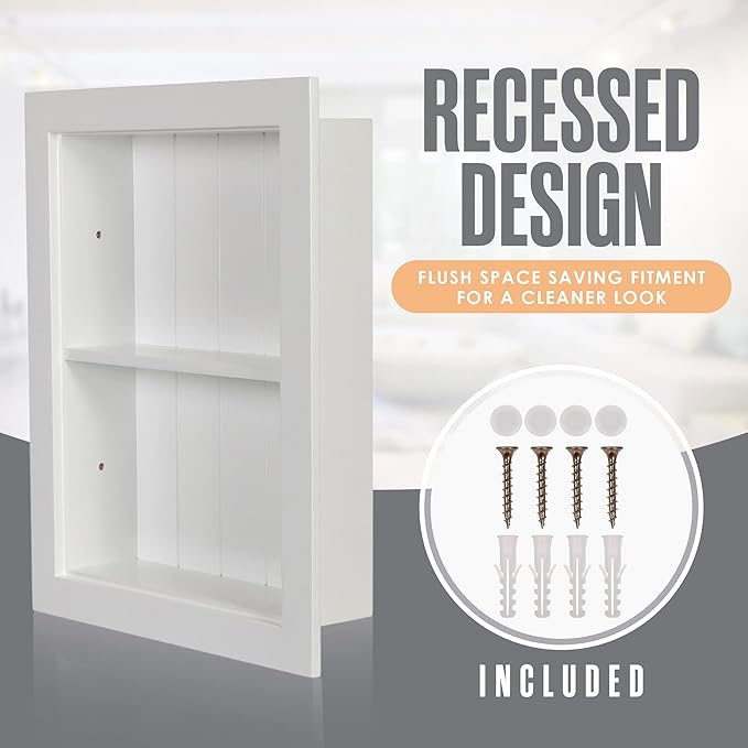 Houseables Recessed Medicine Cabinet, Recessed Wall Niche, Medicine Cabinet Insert, Bathroom Niche, In Wall Shelf, Insert for Drywall, Between Studs Shelf Replacement, Without No Mirror, 14x18 (16x20)