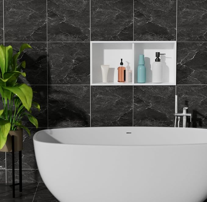 24 x 12 in Recessed Shower Niche with Double Shelves, Matte White Stainless Steel Wall Insert, No Tile Needed, Leakproof Built-in Storage for Bathroom, Kitchen