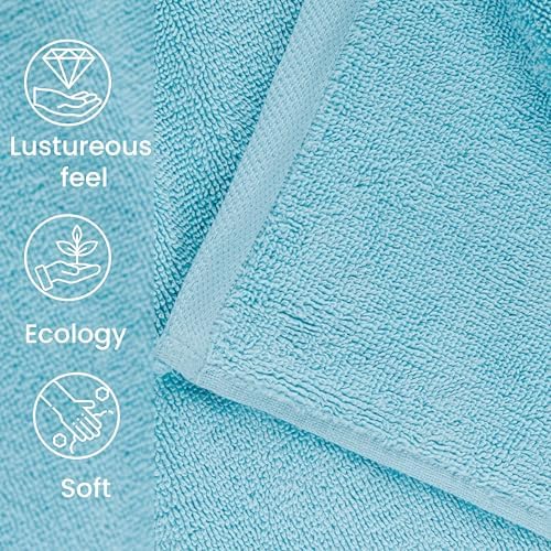 HILLFAIR 100% Cotton 2 Pc XXL Oversized Bath Towel Set 40"x 80"- Ocean Blue