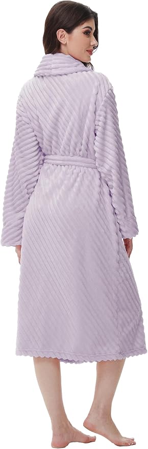 Yurhap Premium Robes for Women - Super Soft Cozy Fleece Womens Robe Plush Long Bathrobe