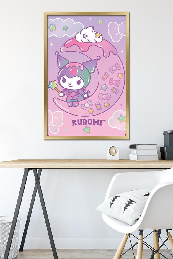 Trends International Hello Kitty and Friends: 24 Dreamland - Kuromi Wall Poster, 34L x 22.4W, Gold Framed Version