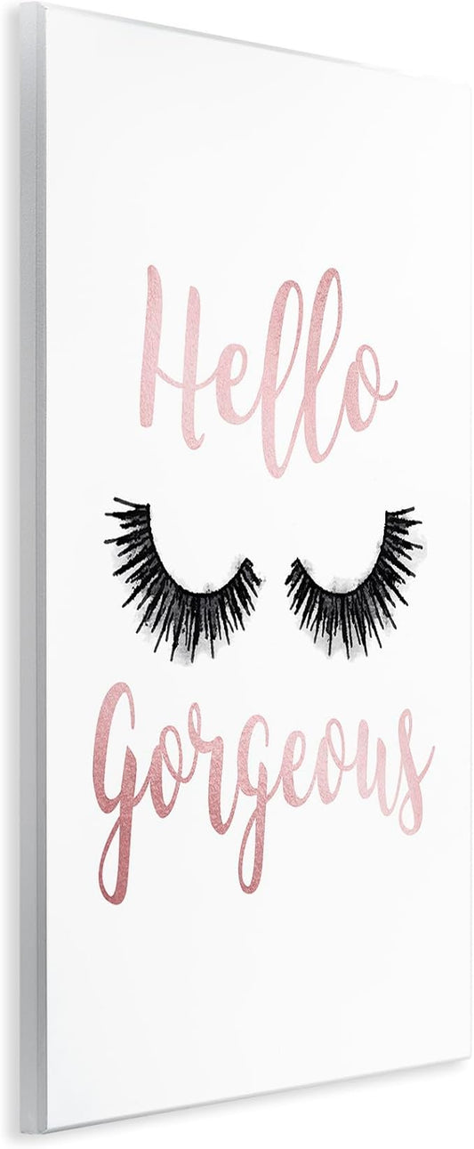 'Hello Gorgeous Black Eyelashes'| Wall Plaque Art | Stupell Industries | 13 x 19 Inches, Easy to Hang and Sturdy, Made in USA, by Amanda Greenwood