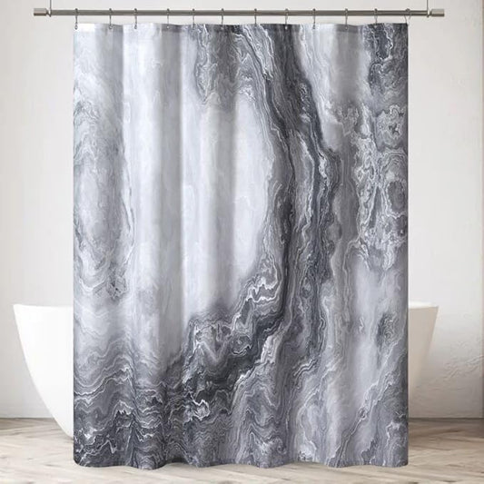 Grey Shower Curtain Marble Texture for Bathroom, Grey Polyester Fabric Waterproof Bathroom Decor,72 x 72 Inch,Standard Size