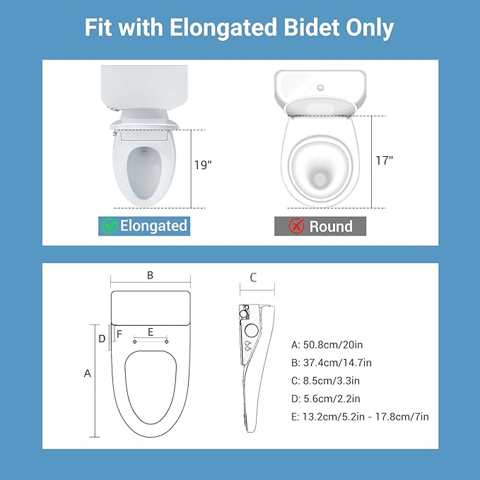 Smart Bidet Seat Elongated with Heated Functions and Gentle Wash Modes, Toilet Seat for Bathroom Comfort and Hygiene, Soft Close Design Easy Install PP Bidet Toilet Seat