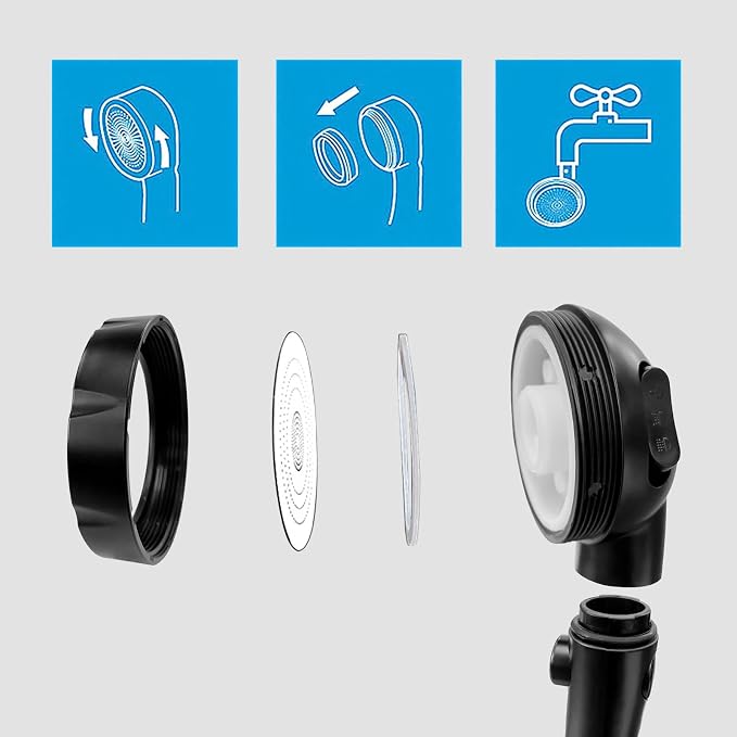 KAIYING RV & Camper High Pressure Handheld Shower Head with Pause Button | 3 Spray Modes with ON/OFF Switch, Detachable Dog Shower Attachment, Pet Shower Wand with Bracket & Hose, Matte Black