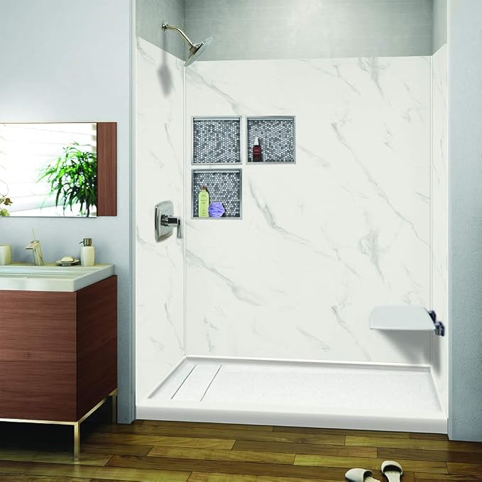 Transolid EWK603272-41 Expressions 3-Panel Shower Wall Kit, 32-in L x 60-in W x 72-in H, Bianca
