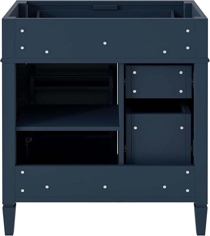 30" Bathroom Vanity Without Top Sink,Modern Freestanding Bath Storage Cabinet with 2 Soft-Close Drawers & Tip-Out Tray,Solid Wood Vanity Only w/Adjustable Shelf & Door Organizer,Blue