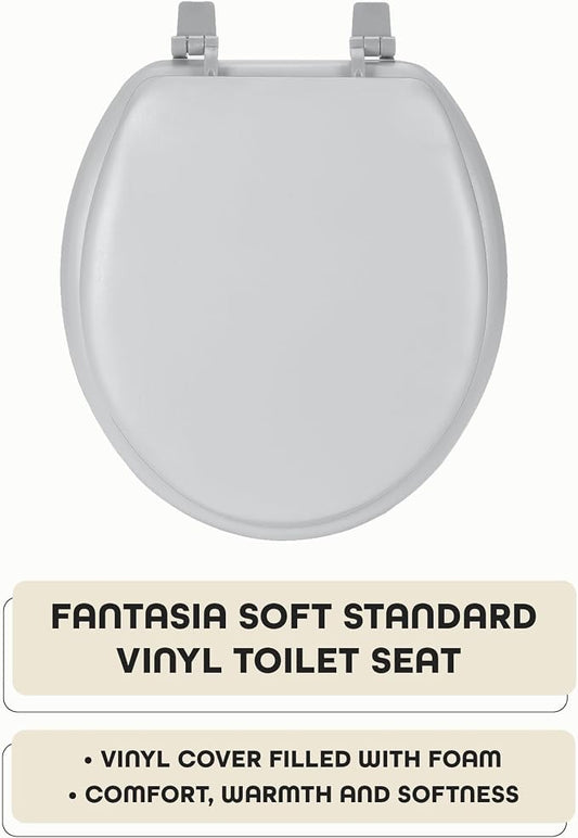 Soft Standard Vinyl Toilet Seat, Silver, 17 in