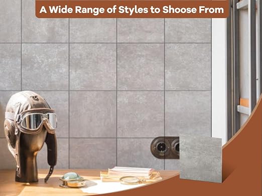 W&S 1-Sheet Peel and Stick Floor Tile, Warm Grey Stick on Backplash for Kitchen,Self Adhesive Faux Stone Wall Tile for Living Room,Bathroom,Bedroom, Thicker Waterproof