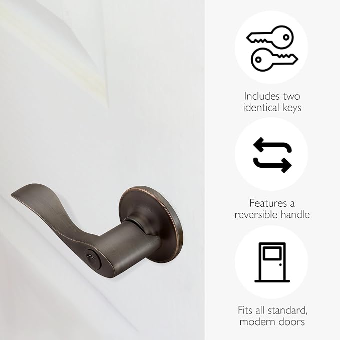 Design House Springdale Keyed Entry Door Lever, Oil Rubbed Bronze | Surface, Transitional, Brass, Hardware, 700542