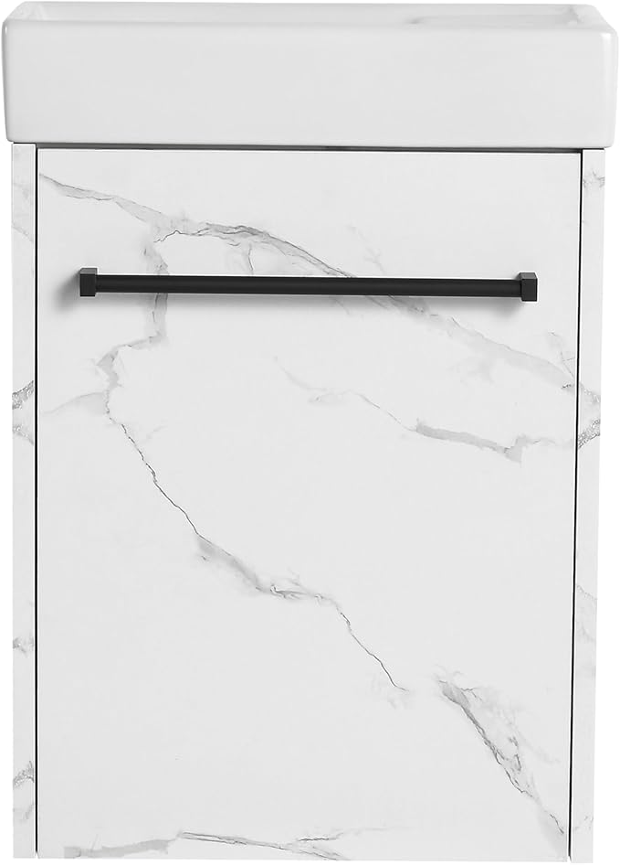 16" Floating Bathroom Vanity with Sink, Modern Wall-Mounted Cabinet Set for Small Spaces