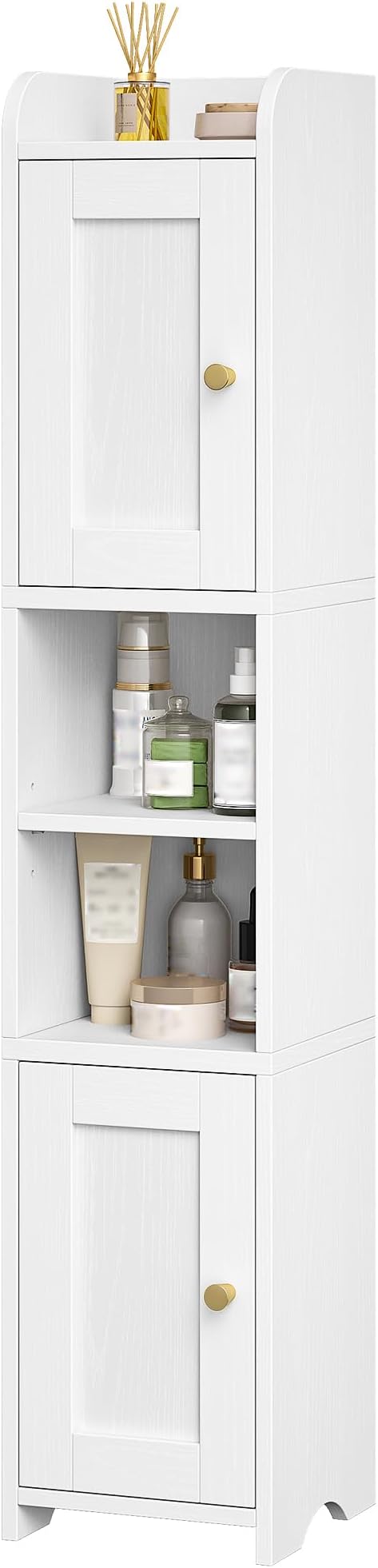 Slim Bathroom Storage Cabinet, Narrow Cabinet with 2 Doors, Small Bathroom Organizers and Storage, Laundry Room Organization for Small Space, Kitchen, Living Room, White 022413X