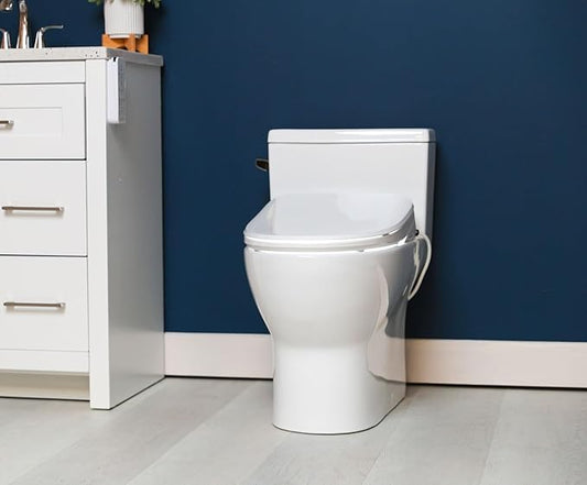 ALPHA BIDET UX Pearl Bidet Toilet Seat in Round White | Ultra Low Profile | Endless Warm Water | Arced Stainless Steel Nozzle | LED Nightlight | Dryer | Deodorizer | 3 Year Warranty