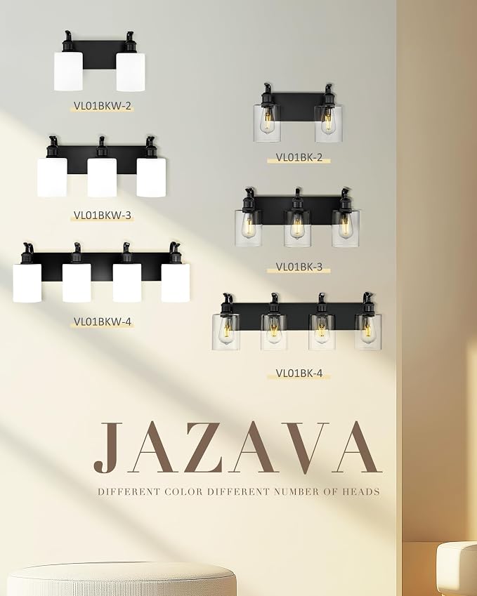 3-Light 19 Inch Bathroom Vanity Light,White Frosted Glass,Black | Black,Over Mirror Wall Light,E26 sockets,for bathroom mirror,powder room,dressing area,wall-mounted vanity lighting