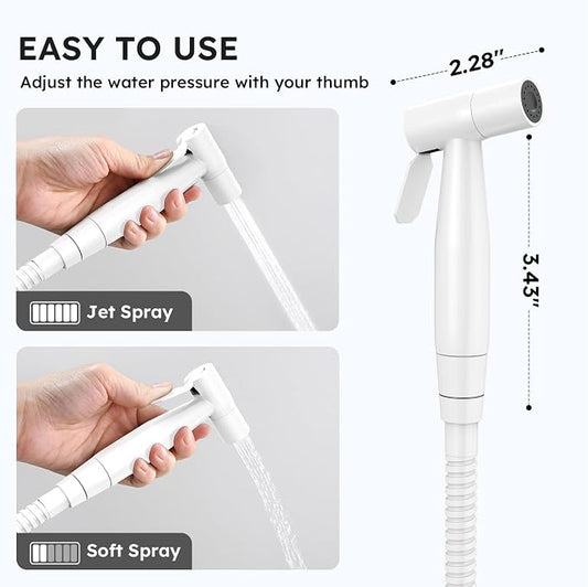 Arofa Handheld Bidet Sprayer, Bidet Attachment for Toilet, Bright White | Muslim Shower Toilet, Leak-Free Bidet Hose, Tank or Wall Mount, Feminine/Baby Wash, Cloth Diaper Rinse, Easy Installation