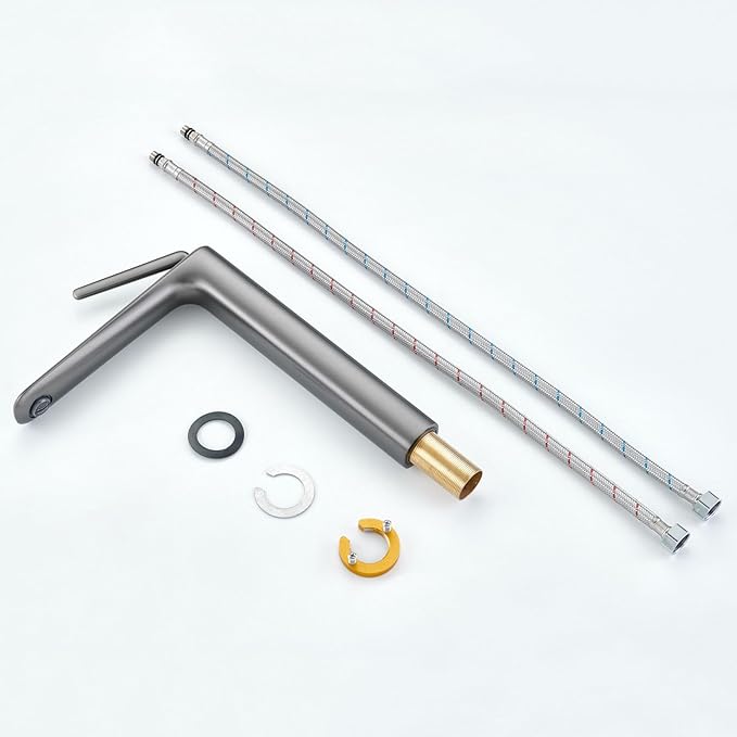 Single Hole Faucet for Bathroom Sink Bathroom Faucet Single Handle Hot and Cold Gun Gray