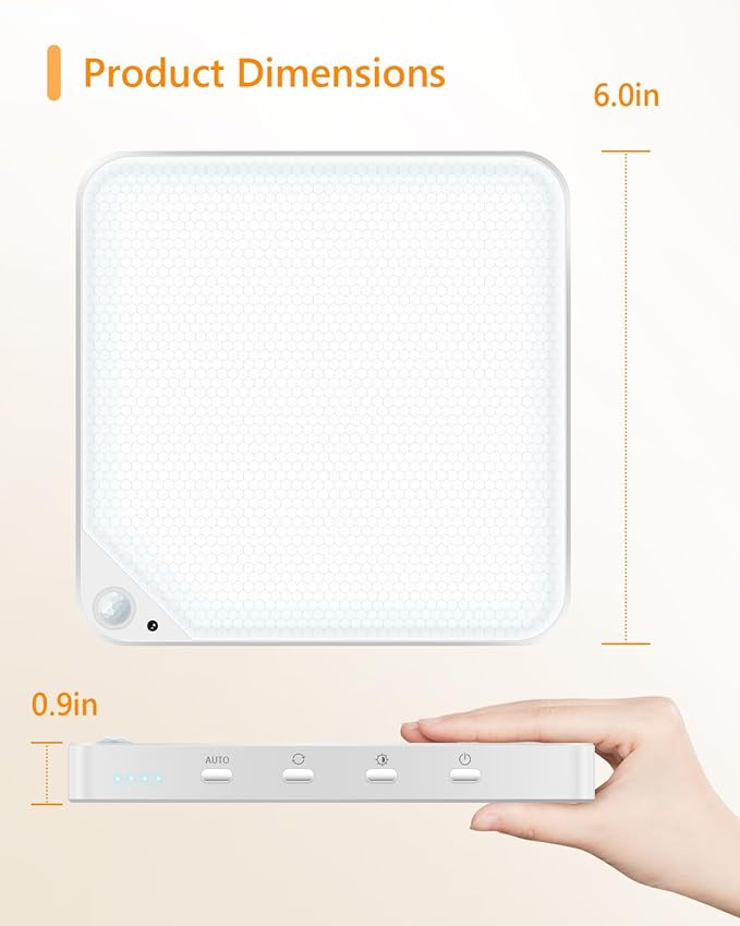 Rechargeable 8W Motion Sensor Light Indoor for Closet,Ceiling&Shower,1-Pack | No Wiring & Magnetic Stick-on Installationā¢Remote Controlā¢5 Brightness Levels & 3 Color Temperaturesā¢Ideal for Small Spaces