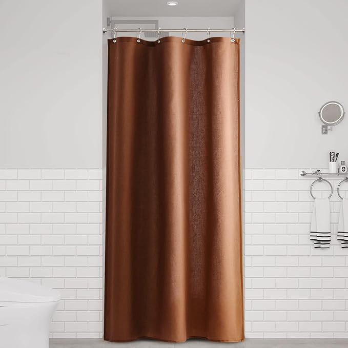 Rustic Brown 36 Inch Shower Curtain - Stall Narrow Half Linen Ultra Thick Fabric Shower Curtain Set with Hooks, Boho Farmhouse Rustic RV Camper Bath Curtains for Bathroom, 36x72