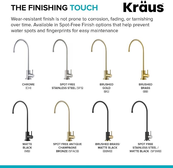 KRAUS® Purita™ Single Handle Drinking Water Filter Faucet for Reverse Osmosis or Water Filtration System in Spot-Free Stainless Steel/Matte Black, FF-100SFSMB