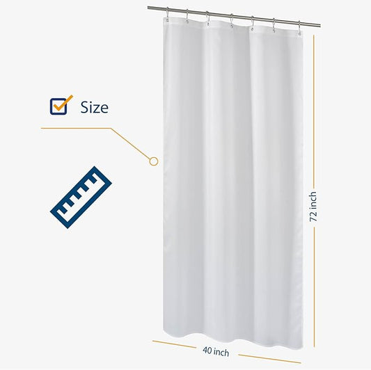 N&Y HOME Fabric Shower Curtain Liner 40 x 72 inches Bath Stall Size, Hotel Quality, Washable, Water Repellent, White Spa Bathroom Curtains with Grommets, 40x72