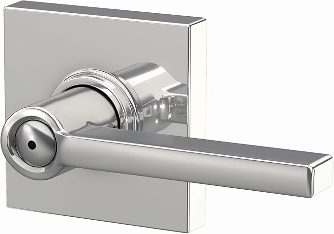 Schlage F40 LAT 625 COL Latitude Lever with Collins Trim Bed & Bath Privacy Door Lock, Bright Chrome
