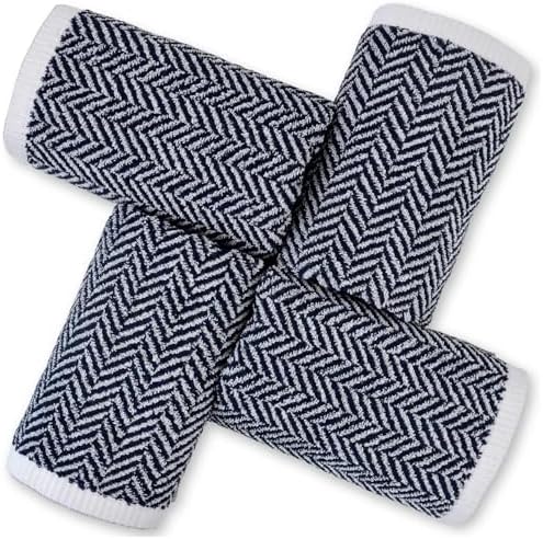 Cleanbear Hand Towels for Bathroom 4 Pack - Herringbone Stripes, 13” x 28”