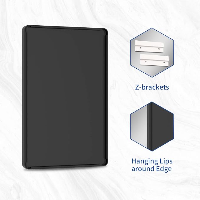 WEER Black Bathroom Mirror 50X30 Inch Metal Framed | Matte Black Bathroom Vanity Mirror, Rounded Rectangle, Tempered Glass, Anti-Rust, Hangs Horizontally or Vertically