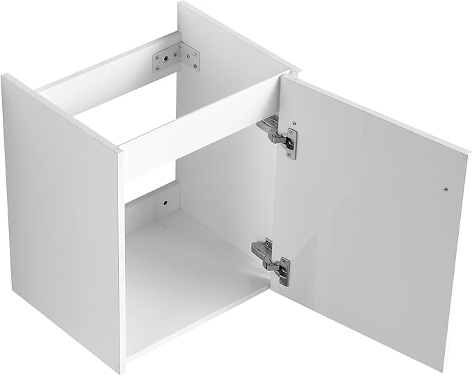 Malwee 18" Floating Bathroom Vanity with Sink, 18 inch Modern White Wall Mounted Bathroom Cabinet Combo for Small Space, Narrow Bath Wall-Hung Vanity Set with 1 Ceramic Basin and 1 Door(18gwh)