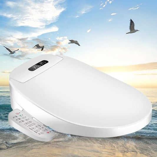 Electric Bidet Toilet Seat, Filtered & Unlimited Warm Water, 8 Modes Spa Wash, Warm Air Dryer, Heated Seat, Self-Clean Stainless Steel Nozzle, HD Night Light. 10-year warranty. (TB-26EV, Elongated)