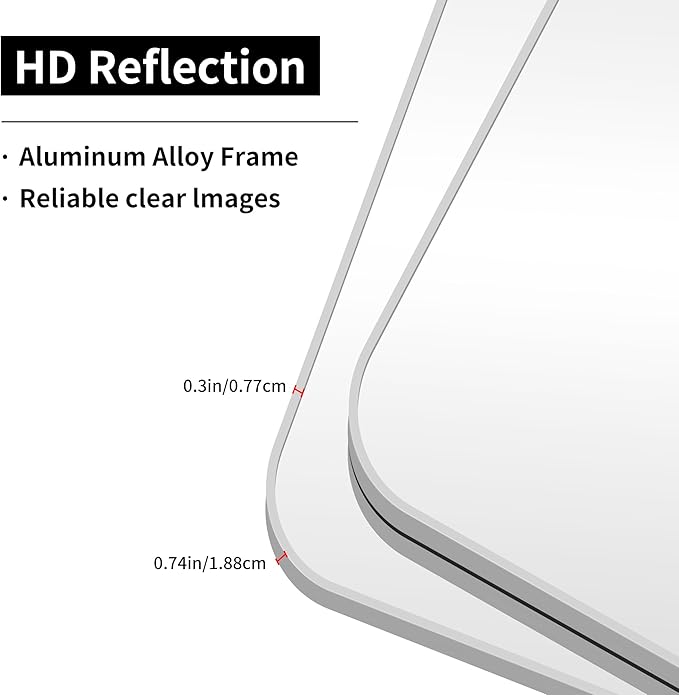 Silver Bathroom Mirror, 36 x 36 Inch Square Mirrors for Wall, Aluminum Metal Framed Vanity Mirror, Rounded Corner Wall Mounted Mirror for Over Sinks Living Room Bedroom Entryway