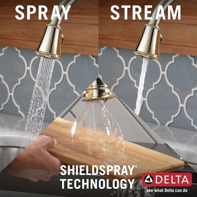 Delta Faucet Cassidy Touch Kitchen Faucet, Kitchen Faucets with Pull Down Sprayer, Kitchen Sink Faucet, Touch Faucet, Delta Touch2O Technology, Lumicoat Polished Nickel 9197T-PN-PR-DST