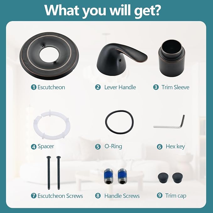 Shower Trim Kit Compatible with 13/14 Series, Shower Cover Plate with Handle, Oil Rubbed Bronze(Valve& Catridge Not Inclued)