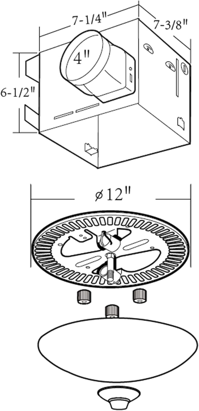 Good Housekeeping (81005) Spartan 70 CFM 2.0 Sones Decorative Bathroom Ventilation Exhaust Fan with Light (2 Finials Included)