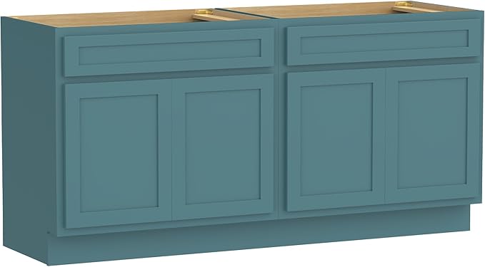 Vanity Art 78 Inch Bathroom Base Cabinet Only, Double Sink Top (Not Include Sink) with Door & Soft Close Hinge, Unassembled Floor Cabinet, Green, 2ea 39 Inch Combo