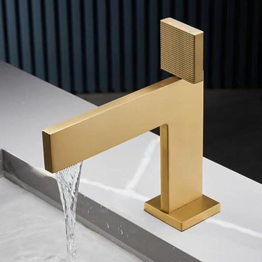 Bathroom Water Faucet Single Hole Waterfall Faucet for Bathroom Sink Single Handle Brushed Gold