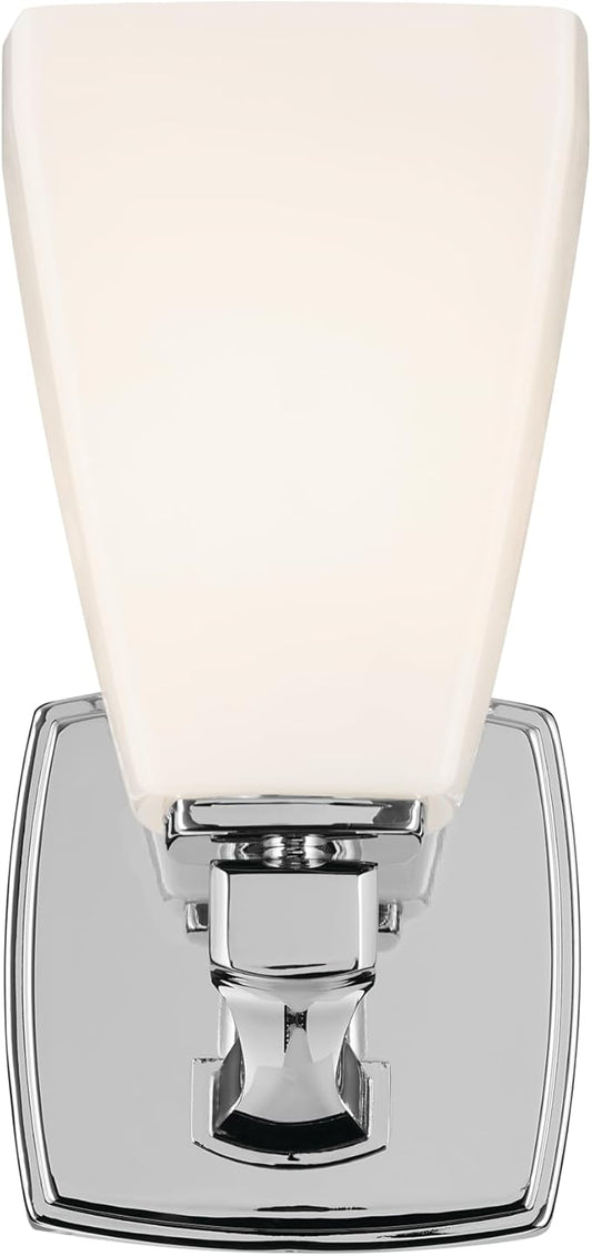 Kichler Marant 5" 1-Light Wall Sconce with Opal Glass in Chrome, for Bathroom, Powder Room, Hallway, Fireplace, (5" W x 9.5" H), 55214CH