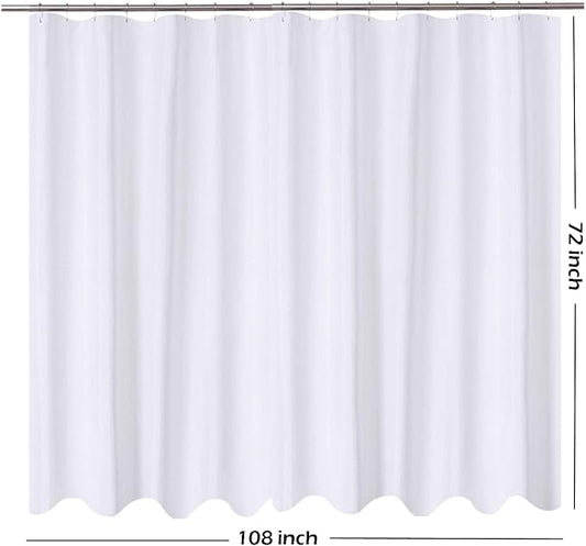N&Y HOME Extra Wide Shower Curtain Liner Fabric 108 x 72 inches, Hotel Quality, Machine Washable, Water Repellent, White Spa Bathroom Curtains with Grommets, 108x72