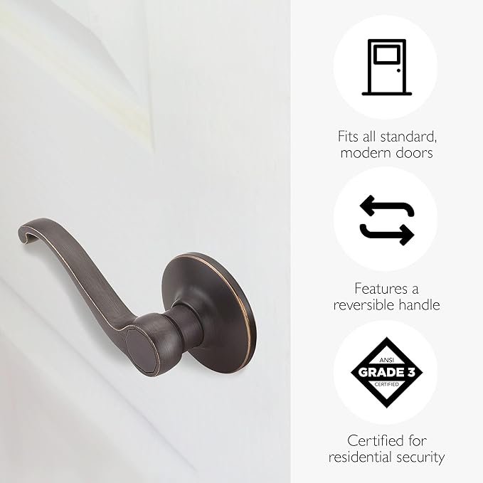 Design House Scroll Passage Door Lever, Oil Rubbed Bronze | Surface, Traditional, Brass, Hardware, 791624